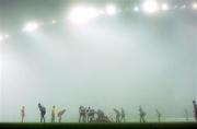 4 December 2010; A general view of the action between Munster and Cardiff Blues as fog decends on Thomond Park late in the game. Celtic League, Munster v Cardiff Blues, Thomond Park, Limerick. Picture credit: Brendan Moran / SPORTSFILE