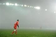 4 December 2010; Munster full-back Johne Murphy tries to watch the play as fog decends on Thomond Park late in the game. Celtic League, Munster v Cardiff Blues, Thomond Park, Limerick. Picture credit: Brendan Moran / SPORTSFILE