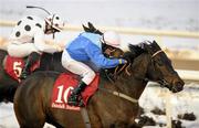 5 December 2010; Home Secetary, with Ben Curtis up, on the way to winning The www.dundalkstadium.com Handicap, ahead of eventual 2nd place Dark Prospect, left, with Gary Carroll up. Horse racing, Dundalk, Co. Louth. Photo by Sportsfile