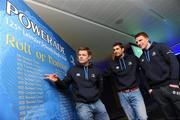 6 December 2010; Leinster players, from left, Brian O'Driscoll, Rob Kearney and Andrew Conway check out the Powerade Leinster Schools Roll of Honour ahead of performing the Powerade Leinster Schools Cup Competition Draws. Aviva Stadium, Lansdowne Road. Picture credit: Stephen McCarthy / SPORTSFILE