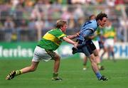 2 September 2001; Ciaran Corrigan of Dublin in action against Donnacha Walsh of Kerry during the All-Ireland Minor Football Championship Semi-Final match between Dublin and Kerry at Croke Park in Dublin. Photo by Brendan Moran/Sportsfile