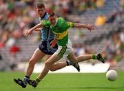 2 September 2001; Ronan O'Flaithearaigh of Kerry in action against Graham Cullen of Dublin during the All-Ireland Minor Football Championship Semi-Final match between Dublin and Kerry at Croke Park in Dublin. Photo by Ray McManus/Sportsfile