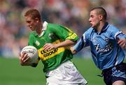 2 September 2001; Colm Cooper of Kerry in action against Graham Dent of Dublin during the All-Ireland Minor Football Championship Semi-Final match between Dublin and Kerry at Croke Park in Dublin. Photo by Damien Eagers/Sportsfile
