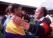 4 September 1988; Galway manager Cyril Farrell, right, is congratulated by Tipperary selector Donie Nealon following the All-Ireland Senior Hurling Championship Final match between Galway and Tipperary at Croke Park in Dublin. Photo by Ray McManus/Sportsfile