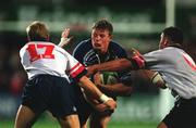 31 August 2001; Malcolm O'Kelly of Leinster is tackled by Ryan Constable, left, and Andy Ward of Ulster during the Celtic League match between Leinster and Ulster at Donnybrook Stadium in Dublin. Photo by Matt Browne/Sportsfile