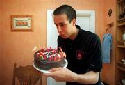 10 May 2001; Longford Town player Stuart Holt, at his home. Stuart will play in the FAI Cup Final against Bohemians on Sunday, when he will also celebrate his 21st birthday. Photo by David Maher/Sportsfile