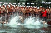 1 September 2001; Swimmers at the start of the annual Toyota Liffey Swim down Dublin's River Liffey. Photo by Ray McManus/Sportsfile