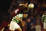 7 September 2001; Kevin Hunt of Bohemians in action against Jason Colwell of Shamrock Rovers during the eircom League Premier Division match between Bohemians and Shamrock Rovers at Dalymount Park in Dublin. Photo by David Maher/Sportsfile