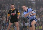 8 September 2001; Eoin Kennedy of Dublin in action against Michael &quot;Duxie&quot; Walsh of Kilkenny during the Senior Singles Final of the Highball All-Ireland Softball Finals at Croke Park in Dublin. Photo by Brendan Moran/Sportsfile
