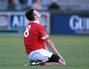 9 September 2001; Derek Kavanagh of Cork following his side's defeat in the All-Ireland Under 21 Football Championship Semi-Final match between Tyrone and Cork at Parnell Park in Dublin. Photo by David Maher/Sportsfile