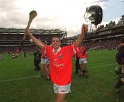 9 September 2001; Kevin Goggin of Cork celebrates following the All-Ireland Minor Hurling Championship Final between Cork and Galway at Croke Park in Dublin. Photo by Brendan Moran/Sportsfile