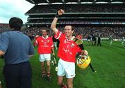 9 September 2001; Michael Prout of Cork celebrates following the All-Ireland Minor Hurling Championship Final between Cork and Galway at Croke Park in Dublin. Photo by Brendan Moran/Sportsfile