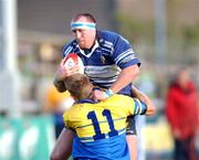 8 September 2001; Trevor Brennan of Leinster is tackled by Dafydd James of Bridgend during the Celtic League match between Bridgend and Leinster at the Brewery Field at Bridgend, Wales. Photo by Matt Browne/Sportsfile