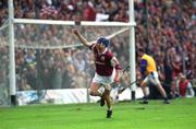 9 September 2001; Kevin Broderick of Galway celebrates scoring a late point during the Guinness All-Ireland Senior Hurling Championship Final match between Tipperary and Galway at Croke Park in Dublin. Photo by Pat Murphy/Sportsfile