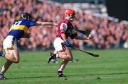 9 September 2001; Ollie Canning of Galway in action against Mark O'Leary of Tipperary during the Guinness All-Ireland Senior Hurling Championship Final match between Tipperary and Galway at Croke Park in Dublin. Photo by Damien Eagers/Sportsfile
