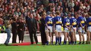 9 September 2001; President of Ireland Mary McAleese is introduced to the Tipperary team prior to the Guinness All-Ireland Senior Hurling Championship Final match between Tipperary and Galway at Croke Park in Dublin. Photo by Brendan Moran/Sportsfile