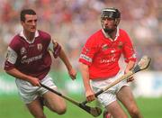 9 September 2001; Kieran Murphy of Cork in action against Shane Kavanagh of Galway during the All-Ireland Minor Hurling Championship Final between Cork and Galway at Croke Park in Dublin. Photo by Damien Eagers/Sportsfile