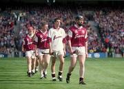 9 September 2001; Galway captain Liam Hodgins leads his team through the pre-match parade prior to the Guinness All-Ireland Senior Hurling Championship Final match between Tipperary and Galway at Croke Park in Dublin. Photo by Brendan Moran/Sportsfile