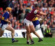 9 September 2001; Joe Rabbitte of Galway in action against Paul Ormonde, left, and David Kennedy of Tipperary during the Guinness All-Ireland Senior Hurling Championship Final match between Tipperary and Galway at Croke Park in Dublin. Photo by Aoife Rice/Sportsfile