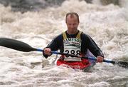8 September 2001; Malcom Banks, Mens Senior Racing Kayak, during the Jameson Liffey Descent 2001 at Wren's Nest in Strawberry Beds, Dublin. Photo by Aoife Rice/Sportsfile