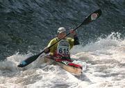 8 September 2001; Niels Verkerk, Masters Racing Kayak, during the Jameson Liffey Descent 2001 at Wren's Nest in Strawberry Beds, Dublin. Photo by Aoife Rice/Sportsfile