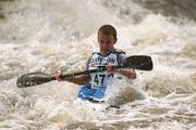 8 September 2001; Brendan Donnacha, Junior Racing Kayak, during the Jameson Liffey Descent 2001 at Wren's Nest in Strawberry Beds, Dublin. Photo by Aoife Rice/Sportsfile