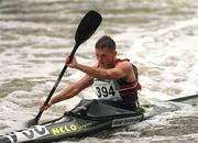 8 September 2001; Gary Mawer, Mens senior racing kayak, during the Jameson Liffey Descent 2001 at Wren's Nest in Strawberry Beds, Dublin. Photo by Brian Lawless/Sportsfile