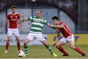 2 September 2016; Gary McCabe of Shamrock Rovers  in action against Lee Desmond of St Patricks Athletic during the SSE Airtricity League Premier Division match between Shamrock Rovers and St Patrick's Athletic in Tallaght Stadium in Tallaght, Dublin.  Photo by Sam Barnes/Sportsfile
