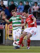 2 September 2016; Billy Dennehy of St Patricks Athletic in action against Simon Madden of Shamrock Rovers during the SSE Airtricity League Premier Division match between Shamrock Rovers and St Patrick's Athletic in Tallaght Stadium in Tallaght, Dublin.  Photo by Sam Barnes/Sportsfile