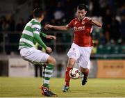 2 September 2016; Dinny Corcoran of St Patricks Athletic  in action against David Webster of Shamrock Rovers during the SSE Airtricity League Premier Division match between Shamrock Rovers and St Patrick's Athletic in Tallaght Stadium in Tallaght, Dublin.  Photo by Sam Barnes/Sportsfile