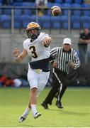 2 September 2016; Javier Hernandez of Belen Jesuit passes against Marist School. Donnybrook Stadium hosted a triple-header of high school American football games today as part of the Aer Lingus College Football Classic. Six top high school teams took part in the American Football Showcase with all proceeds from the game going to Special Olympics Ireland, the official charity partner to the Aer Lingus College Football Classic. High School American Football Showcase between Marist School of Atlanta, Georgia and Belen Jesuit of Miami, Florida at Donnybrook Stadium in Dublin. Photo by Cody Glenn/Sportsfile