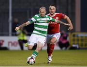 2 September 2016; Gary McCabe of Shamrock Rovers in action against Graham Kelly of St Patricks Athletic during the SSE Airtricity League Premier Division match between Shamrock Rovers and St Patrick's Athletic in Tallaght Stadium in Tallaght, Dublin. Photo by Sam Barnes/Sportsfile