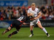 2 September 2016; Stuart Olding of Ulster is tackled by Nick Macleod of Newport Gwent Dragons during the Guinness PRO12 Round 1 match between Ulster and Newport Gwent Dragons at the Kingspan Stadium, Belfast.   Photo by Oliver McVeigh/Sportsfile