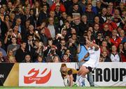 2 September 2016; Supporters watch on as Ruan Pienaar of Ulster kicks a conversion during the Guinness PRO12 Round 1 match between Ulster and Newport Gwent Dragons at the Kingspan Stadium, Belfast. Photo by Oliver McVeigh/Sportsfile