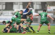 3 September 2016; Colm Reilly of Connacht has his kick blocked down by Conor Moore of Leinster during the U18 Clubs Interprovincial Series Round 1 match between Leinster and Connacht at Donnybrook Stadium in Donnybrook, Dublin. Photo by Stephen McCarthy/Sportsfile