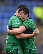 3 September 2016; Dylan Tierney-Martin, right, and Lorcan Roche of Connacht celebrate their side's victory during the U18 Clubs Interprovincial Series Round 1 match between Leinster and Connacht at Donnybrook Stadium in Donnybrook, Dublin. Photo by Stephen McCarthy/Sportsfile