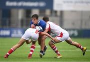 3 September 2016; Scott Penny of Leinster in action against Mark Thompson, left, and Jamie Macartney of Ulster during the U18 Schools Interprovincial Series Round 2 match between Leinster and Ulster at Donnybrook Stadium in Donnybrook, Dublin. Photo by Stephen McCarthy/Sportsfile