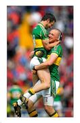13 June 2010; - Yerra Paul. - Yerra Star. Temporarily abandoning the traditional Kerry style of discussing  football, Kieran Donaghy celebrates with Paul Galvin at the final whistle of the replayed game with Cork in Páirc Uí Chaoimh. Picture credit: Ray McManus / SPORTSFILE