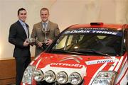 7 December 2010; Young Racing Driver of the Year Patrick McKenna, left, with the Dunlop Sexton Trophy and Young Rally Driver of the Year Robert Barrable, with the Billy Coleman Award, both from Swords, Co. Dublin, at the Dunlop Champions of Irish Motorsport Awards Lunch 2010. The Crowne Plaza Hotel Northwood, Santry, Dublin. Picture credit: Brendan Moran / SPORTSFILE