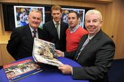 7 December 2010; Uachtarán CLG Gael Criostóir Ó Cuana, Senan Murphy, Chief Operating Officer, Ulster Bank, and Tipperary hurling star Eoin Kelly with Sportsfile's Ray McManus at the book launch of A Season of Sundays 2010. In its fourteenth successive year Sportsfile photographers have captured another historic GAA year. Ulster Bank, George's Quay, Dublin. Picture credit: Brian Lawless / SPORTSFILE