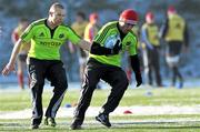 8 December 2010; Munster's Doug Howlett and Keith Earls, left, during squad training ahead of their Heineken Cup, Pool 3, Round 3, game against Ospreys on Sunday. Munster Rugby Squad Training, Garryowen RFC, Dooradoyle, Limerick. Picture credit: Brian Lawless / SPORTSFILE