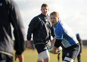 8 December 2010; Leinster's Jamie Heaslip in action during squad training ahead of their Heineken Cup, Pool 2, Round 3, game against ASM Clermont Auvergne on Sunday. Leinster Rugby squad training, Skerries RFC, Skerries, Co. Dublin. Picture credit: Barry Cregg / SPORTSFILE