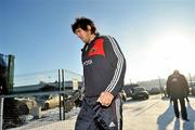 8 December 2010; Munster's Donncha O'Callaghan arrives for squad training ahead of their Heineken Cup, Pool 3, Round 3, game against Ospreys on Sunday. Munster Rugby Squad Training, Garryowen RFC, Dooradoyle, Limerick. Picture credit: Brian Lawless / SPORTSFILE