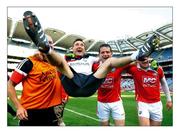 27 June 2010; Happier days on the swings and roundabouts of championship football. Louth manager Peter Fitzpatrick celebrates his county's return to the Leinster final after the win over Westmeath at Croke Park. Photo by Sportsfile