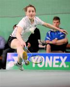 10 December 2010; Ireland's Chloe Magee in action during her match against England's Sarah Milne. Magee went on to win the match 17-21, 21-8, 21-17. Yonex Irish International Badminton Championships, Women's Singles, Round 1, Baldoyle Badminton Centre, Dublin. Picture credit: Brian Lawless / SPORTSFILE
