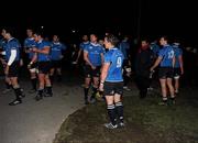 10 December 2010; Leinster players make their way to the dressing room following a floodlight failure, resulting in the game being refixed for Saturday 11th December at 2pm in Dr. Hickey Park, Greystones RFC, Co. Wicklow. British & Irish Cup, Leinster v Plymouth Albion, Skerries RFC, Holmpatrick, Skerries, Co. Dublin. Picture credit: Stephen McCarthy / SPORTSFILE