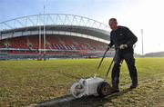 12 December 2010; Thomond Park head groundsman Nick Grene lines the pitch before the game. Heineken Cup Pool 3 - Round 3, Munster v Ospreys, Thomond Park, Limerick. Picture credit: Diarmuid Greene / SPORTSFILE