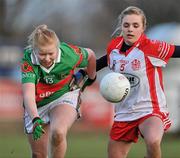 12 December 2010; Aoife Brennan, Carnacon, Mayo, in action against Danielle O'Shea, Inch Rovers, Cork. Tesco All-Ireland Senior Ladies Football Club Championship Final, Carnacon, Mayo v Inch Rovers, Cork, Leahy Park, Cashel, Tipperary. Picture credit: David Maher / SPORTSFILE