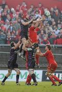 12 December 2010; Alan Quinlan, Munster, contests a lineout with Alun Wyn Jones, Ospreys. Heineken Cup Pool 3 - Round 3, Munster v Ospreys, Thomond Park, Limerick. Picture credit: Diarmuid Greene / SPORTSFILE