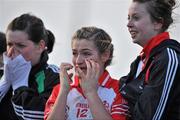12 December 2010; Sarah Harrington, Inch Rovers, Cork, watches on during the closing seconds of the game before claiming victory over Carnacon, Mayo. Tesco All-Ireland Senior Ladies Football Club Championship Final, Carnacon, Mayo v Inch Rovers, Cork, Cashel, Tipperary. Picture credit: David Maher / SPORTSFILE